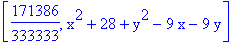 [171386/333333, x^2+28+y^2-9*x-9*y]